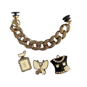 Gold and Black Bling Charms for Clogs. Shoe‎ Charms lot of 4  NEW